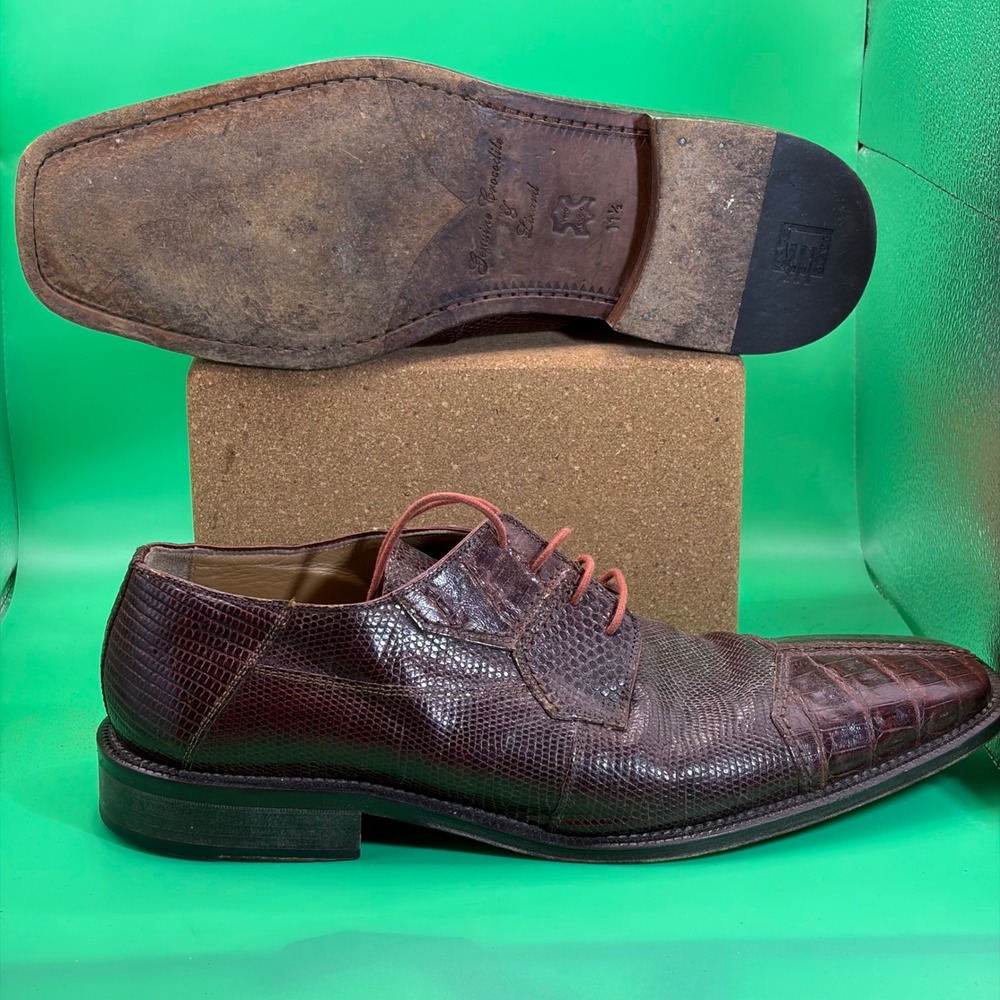 VTG David Eden Joplin Genuine Crocodile Lizard Derby Dress Shoes Mens 11.5 Brown - Picture 3 of 8